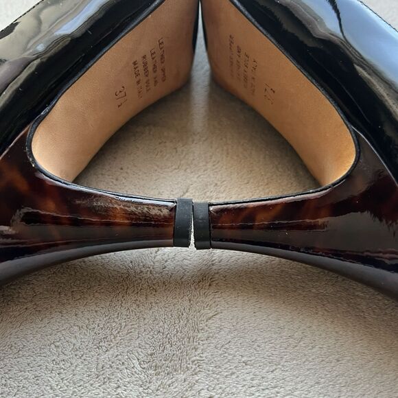 ANYI LU Emily Black Patent Leather Pump Heels EU 37.5 US 7.5 Classic Minimalist - Picture 6 of 16